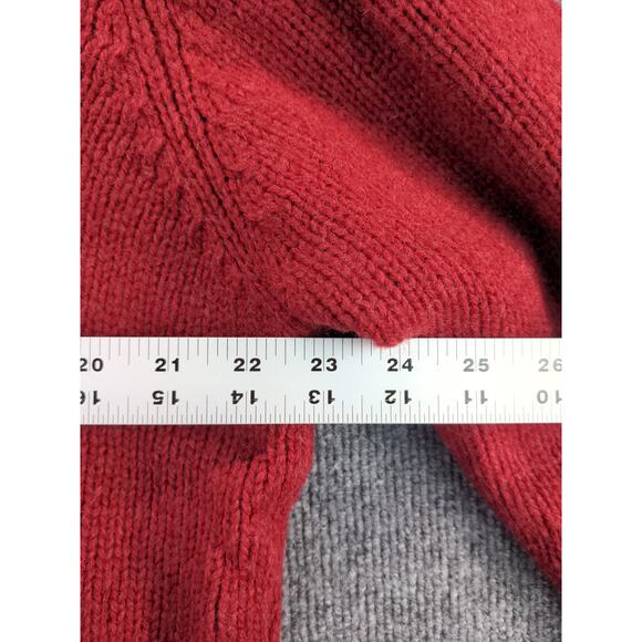 L.L. Bean Men's 100% Shetland Wool Sweater Size L Red Elbow Pads - Picture 8 of 11